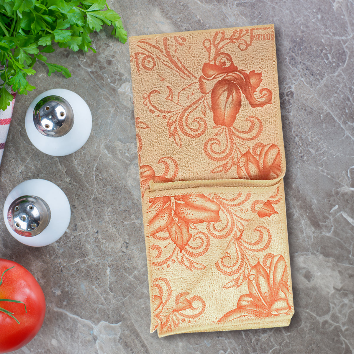 Set de 2 Trapos de Cocina, Diseño Flores, Color Amarillo