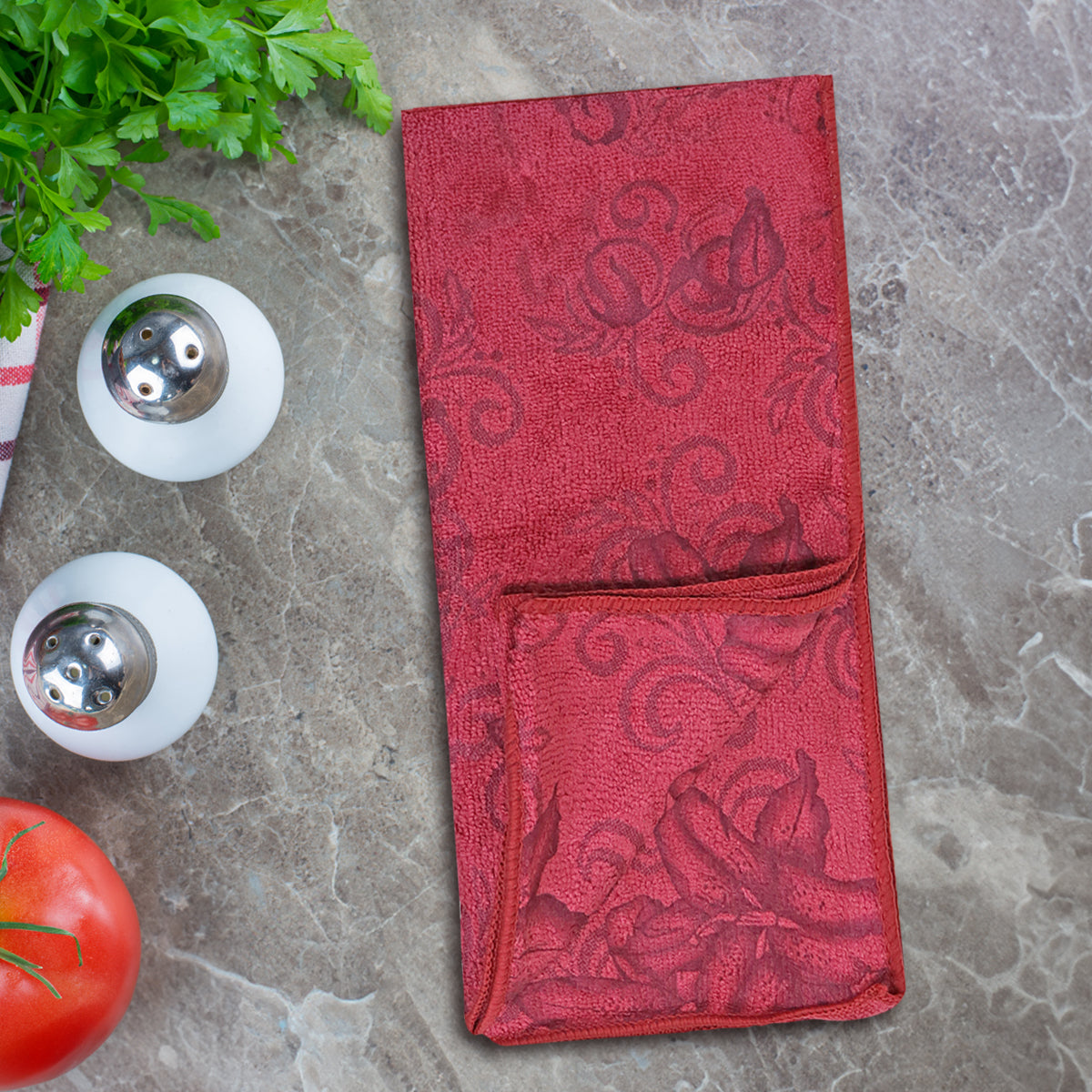 Set de 2 Trapos de Cocina, Diseño Flores, Color Rosa