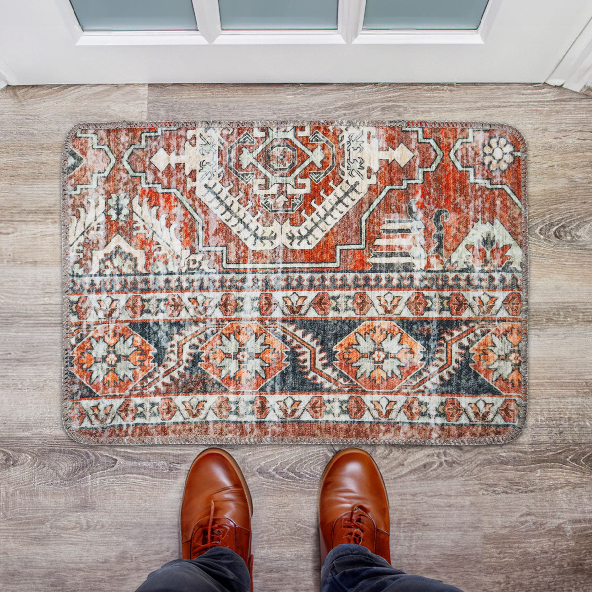 Tapete Diseño Bohemio, Color Terracota, 40x60 cm