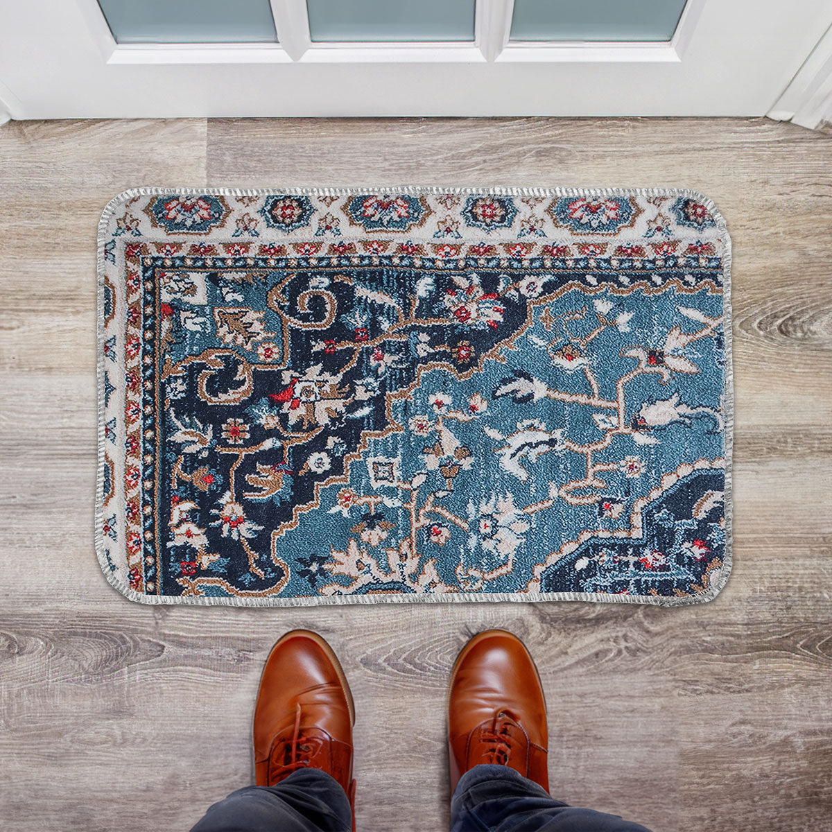 Tapete Diseño Enredaderas, Color Verde y Azul, 40x60 cm