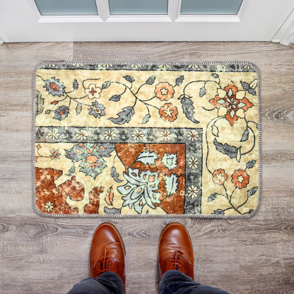 Tapete Diseño Flores, Fondo Beige, 40x60 cm