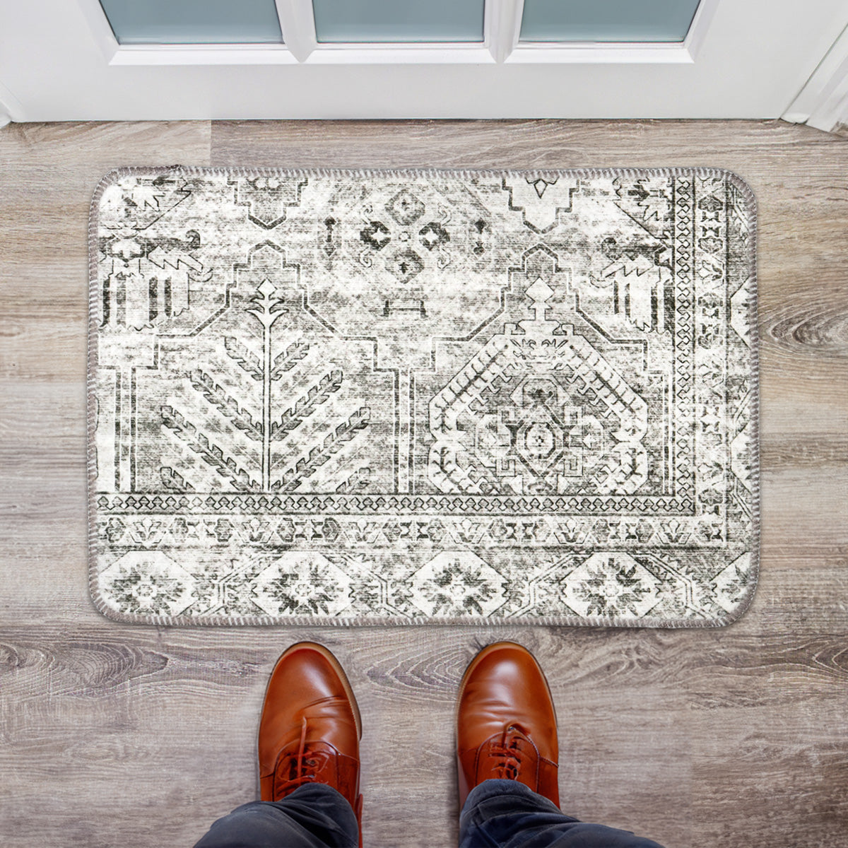 Tapete Color Gris, Diseño Bohemio, 40x60 cm