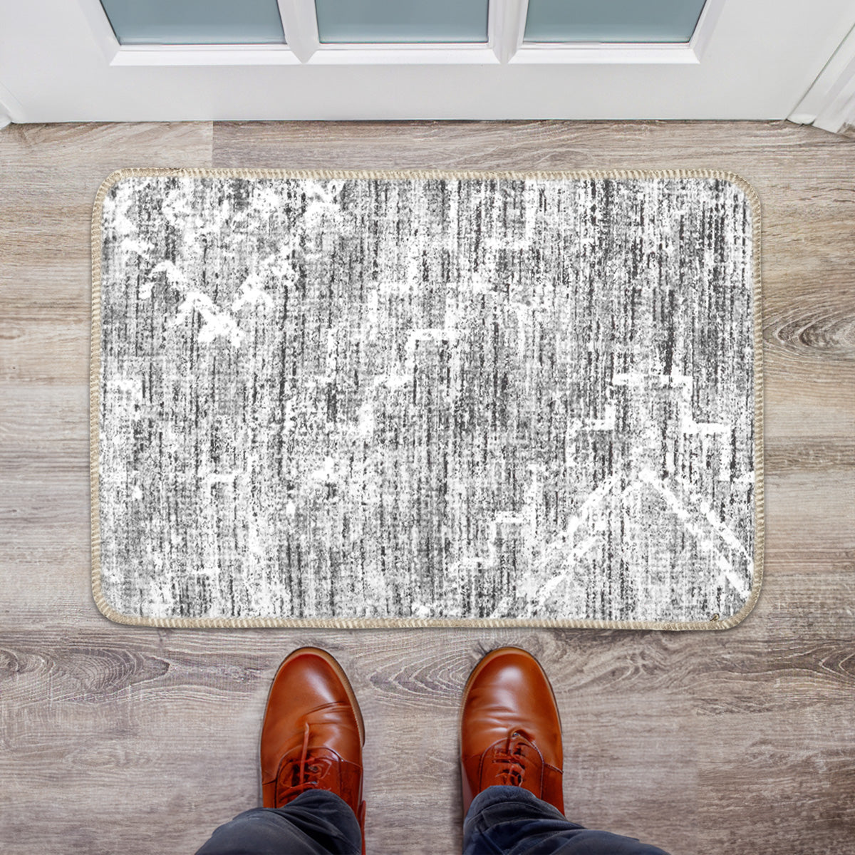 Tapete Color Gris, Diseño Deslavado Bohemio, 40x60 cm