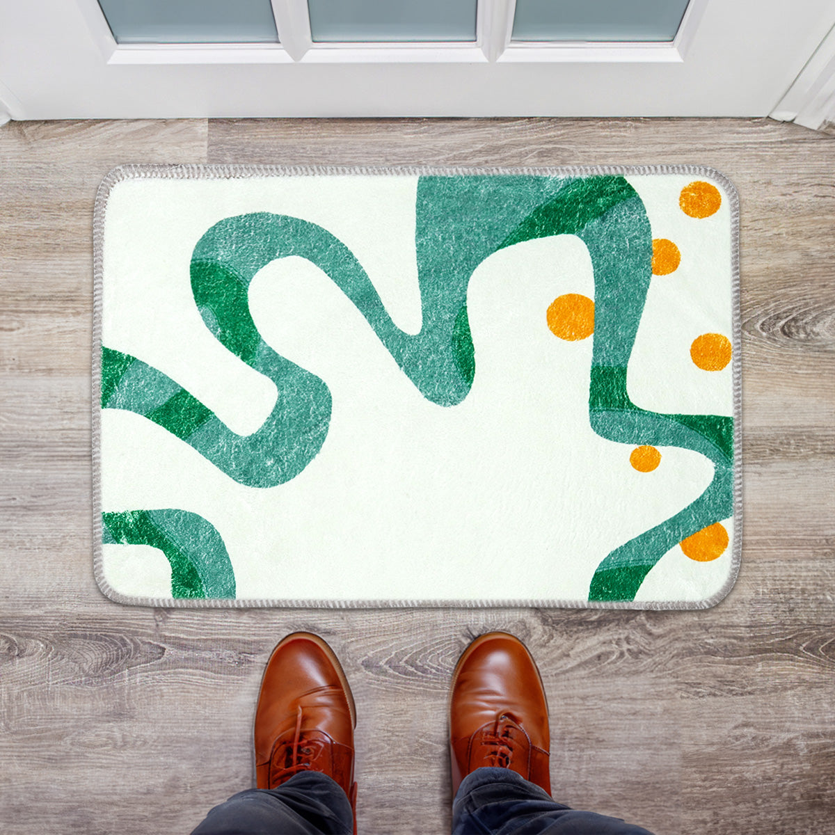 Tapete, Diseño Minimalista Verde con Amarillo, 40x60 cm