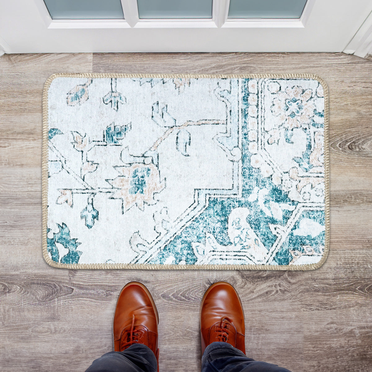 Tapete Diseño Flores Bohemio Verde, 40x60 cm