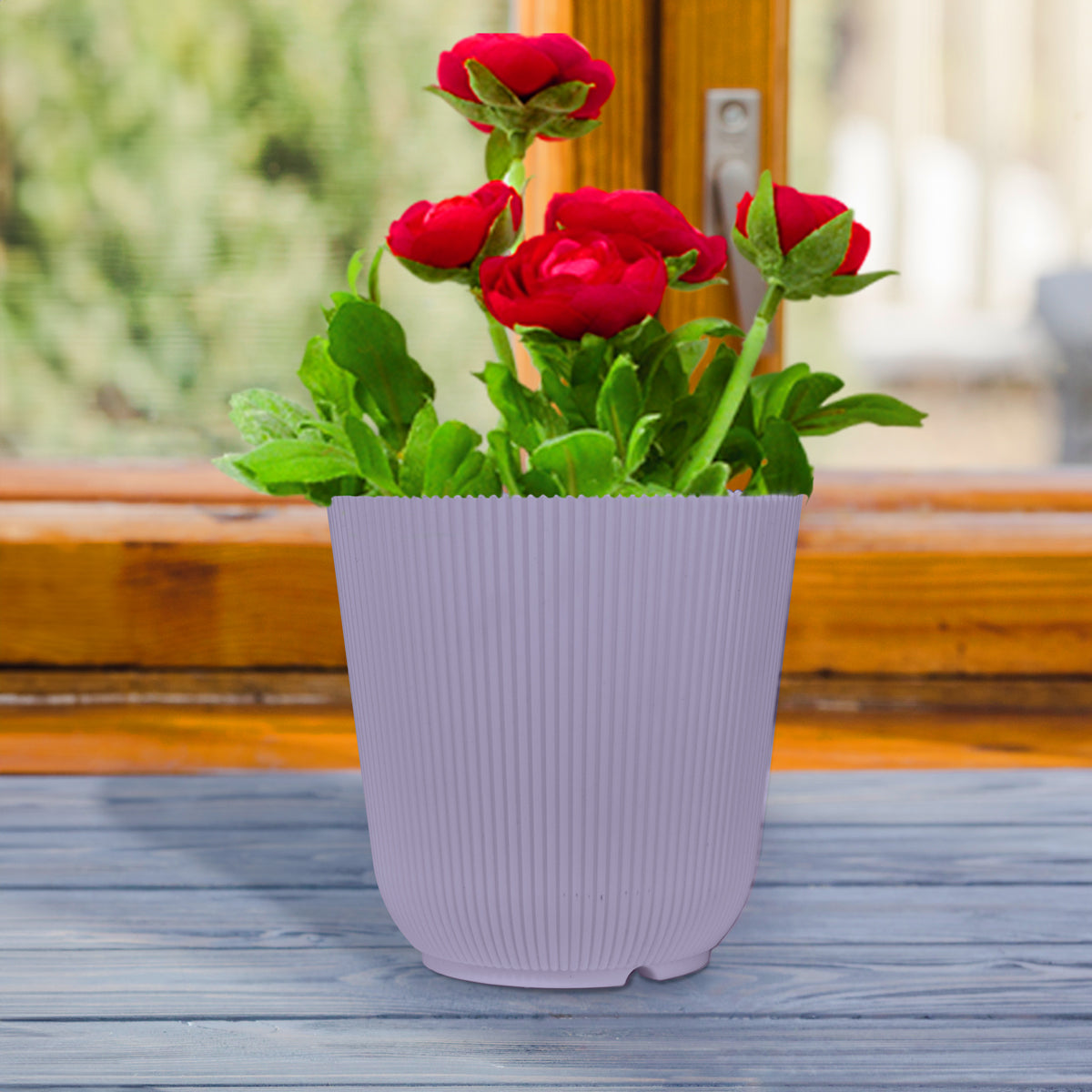 Maceta de Plástico, 13x13 cm, Color Capuchino