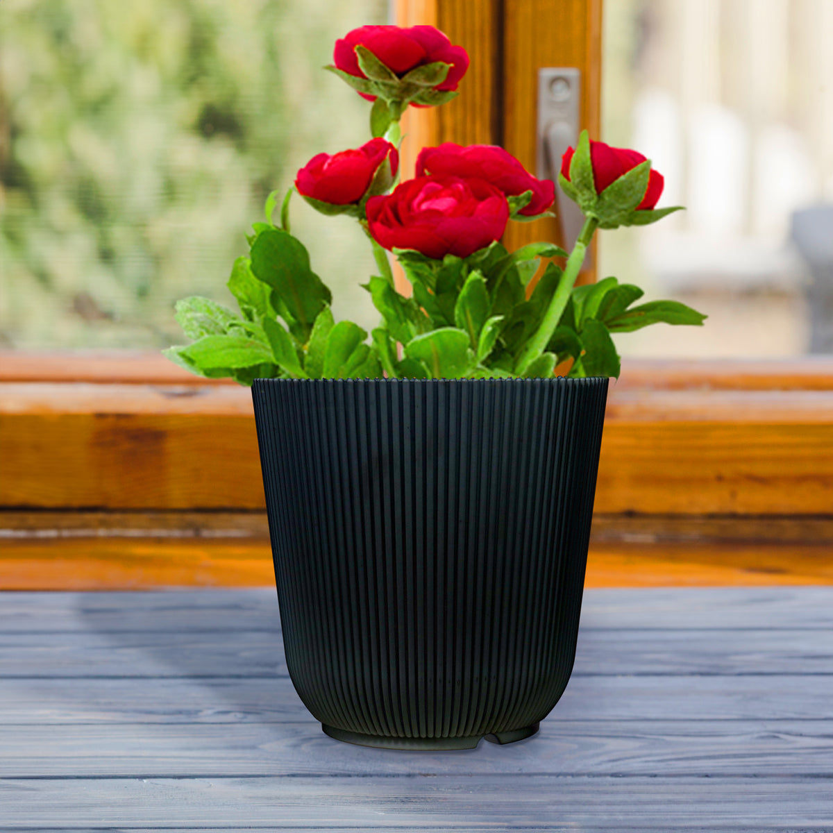 Maceta de Plástico, 13x13 cm, Color Negro