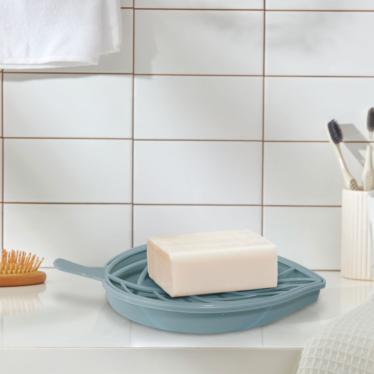 Jabonera en Forma de Hoja, Color Azul