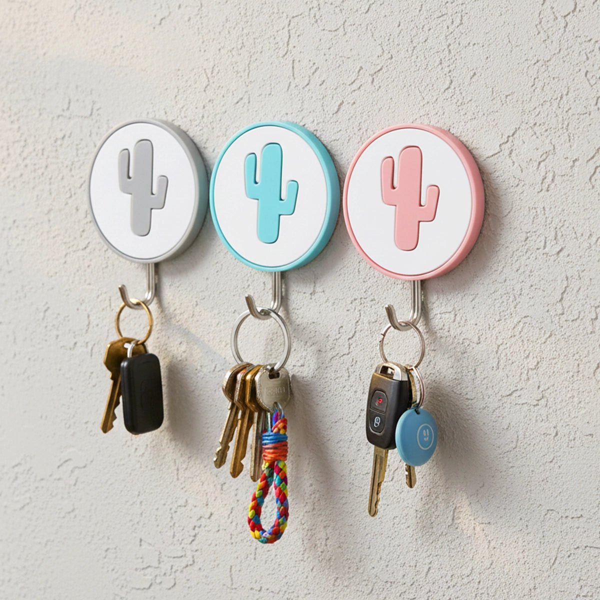 Colgadores Metálicos Circulares Autoadhesivos, Nopal, 3 pzas