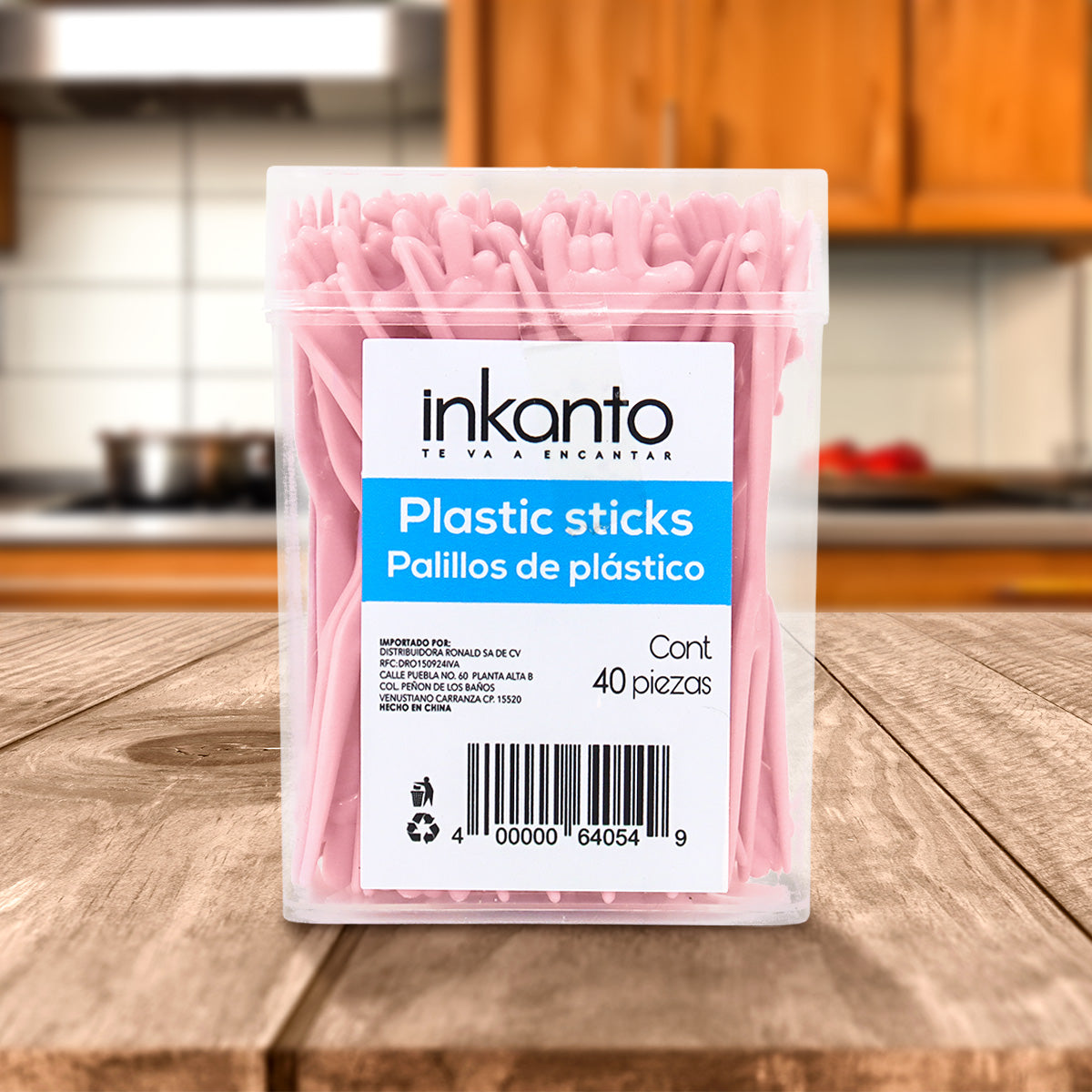 Palillos de Cóctel, Color Rosa, 40 pzas