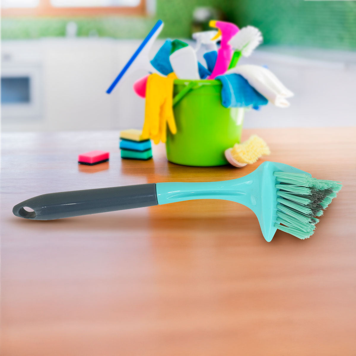 Cepillo Triangular para Limpieza, Color Aqua