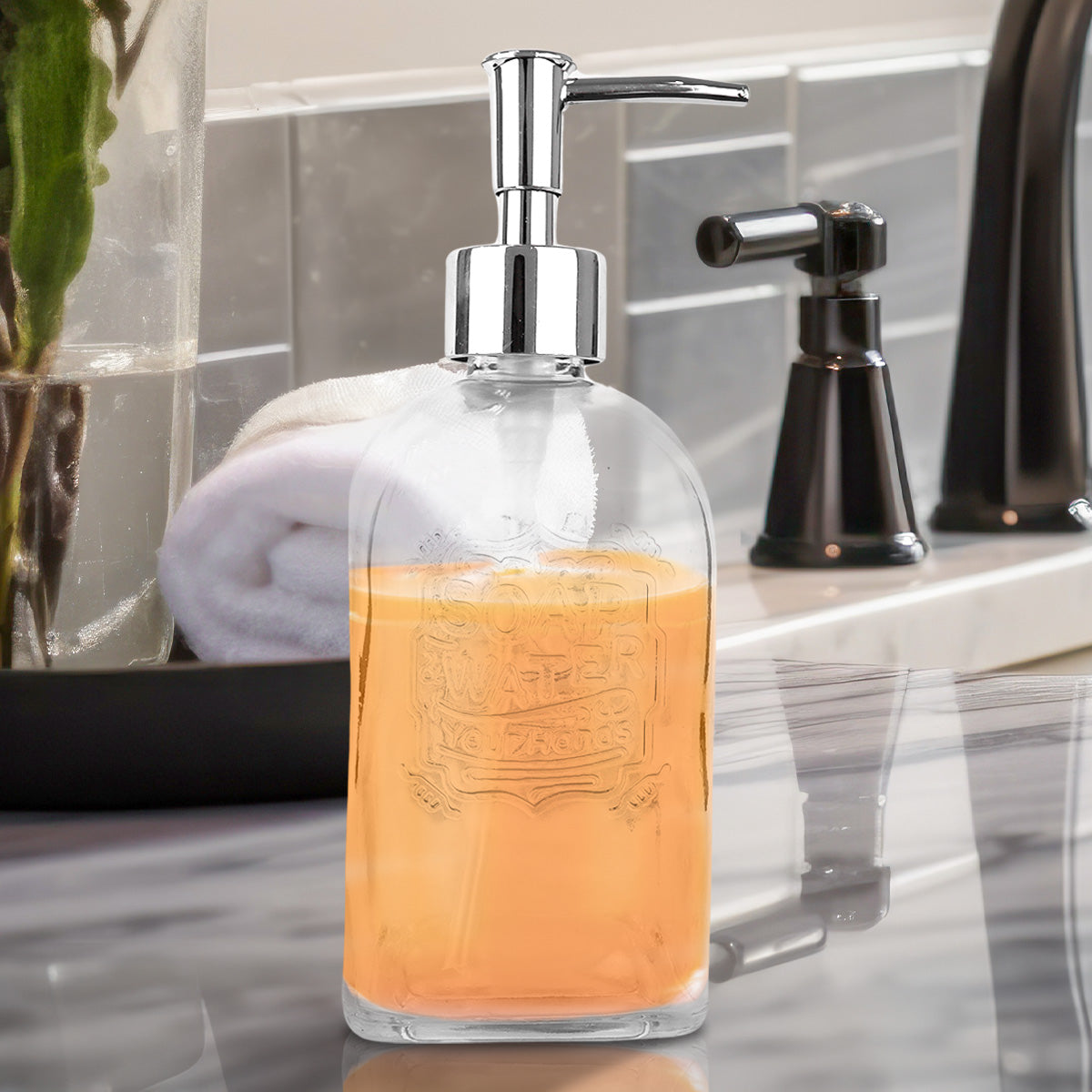 Jabonera de Cristal Transparente, 500 ml