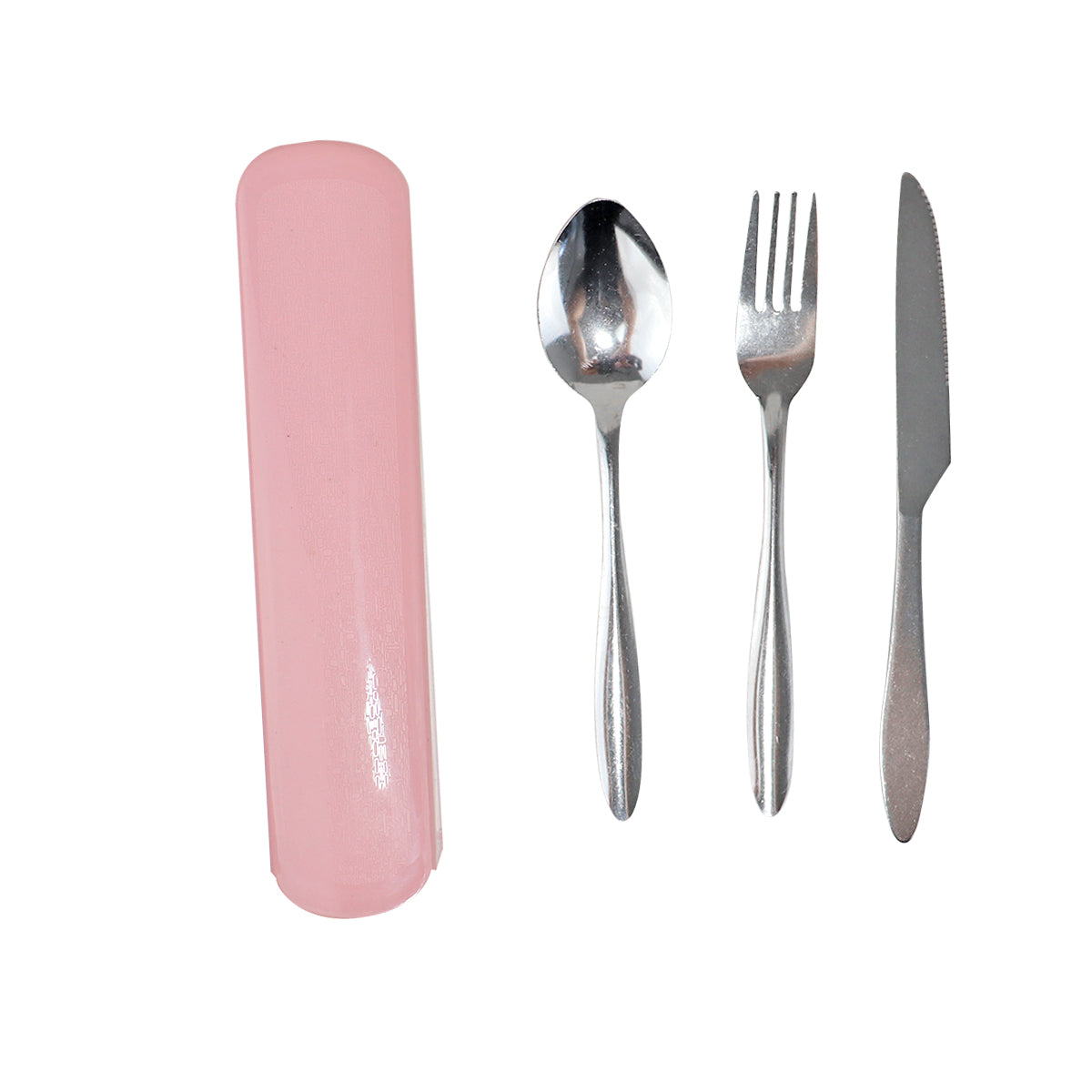 Estuche Color Rosa con Cubiertos, 3 Pzas