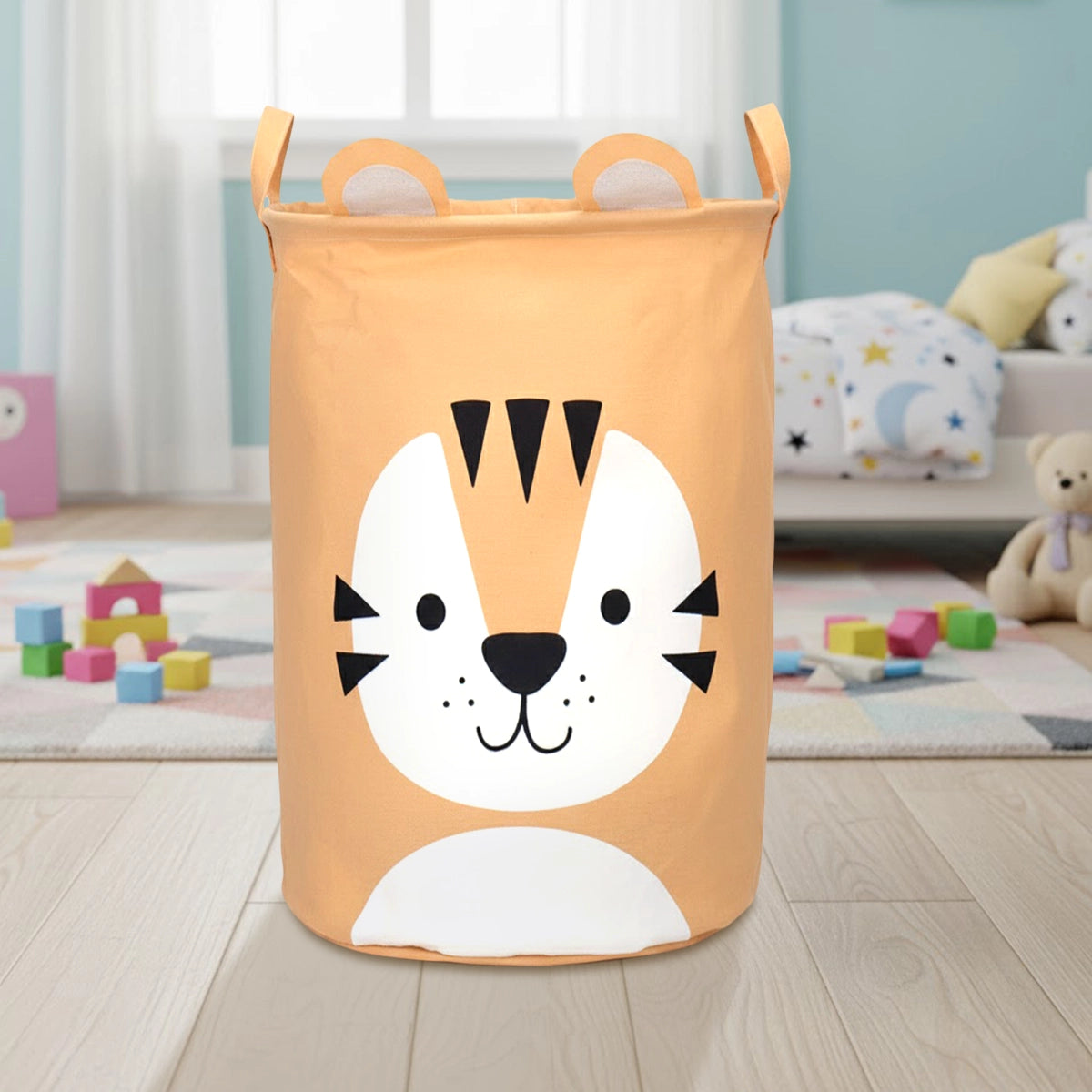 Cesto de Lavandería, Diseño Tigre, Color Durazno