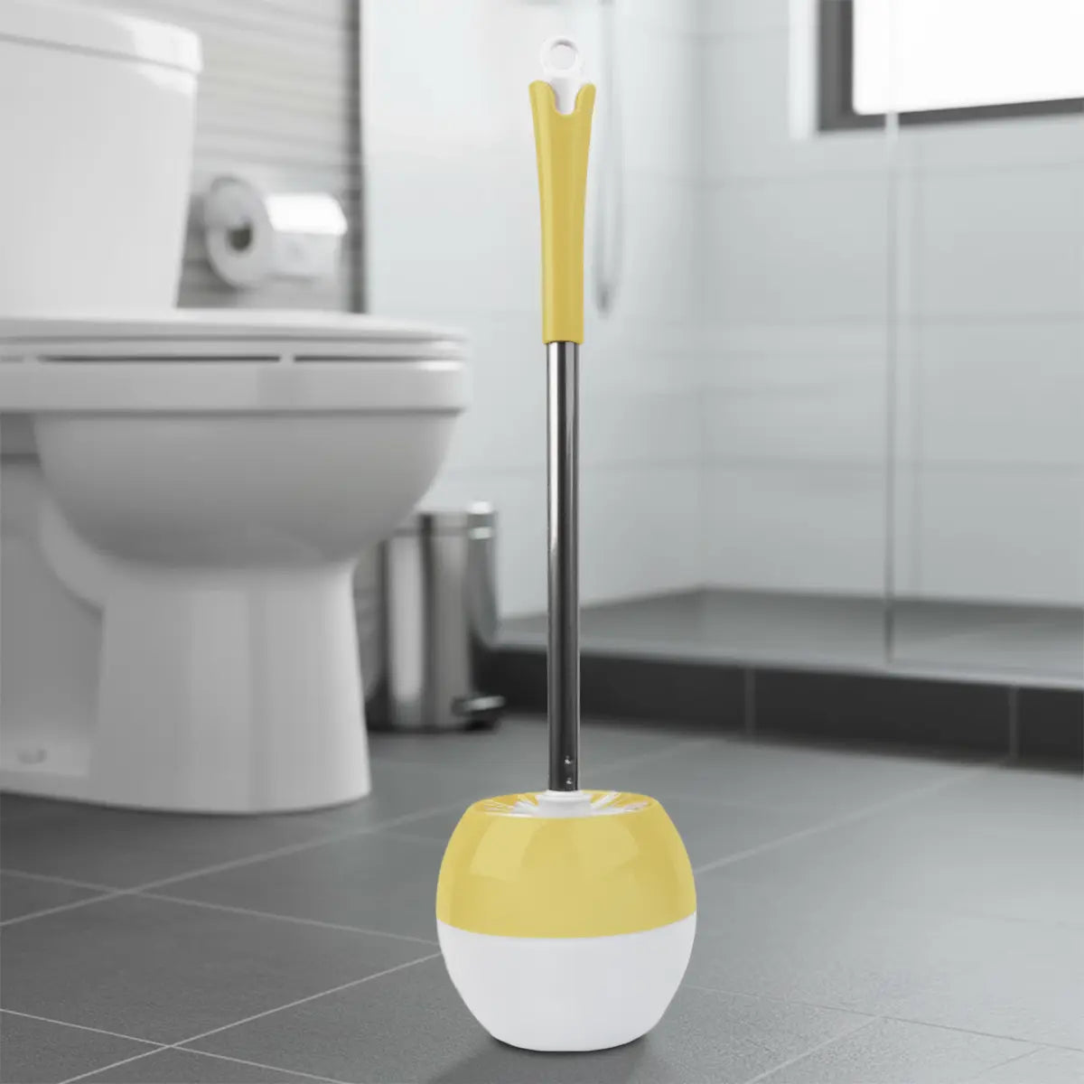 Cepillo con Base para Baño, Color Amarillo