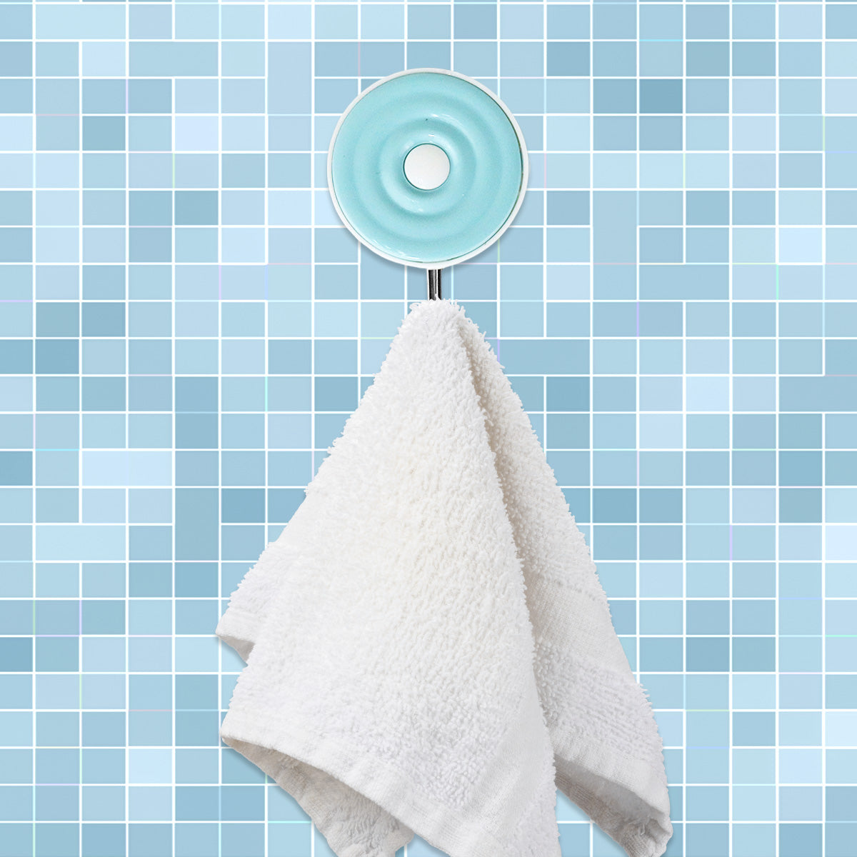 Colgadores Metálicos Redondos Autoadhesivos, Color Azul, 3 pzas