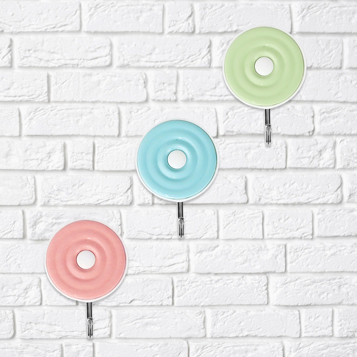 Colgadores Metálicos Redondos Autoadhesivos, Colores, 3 pzas