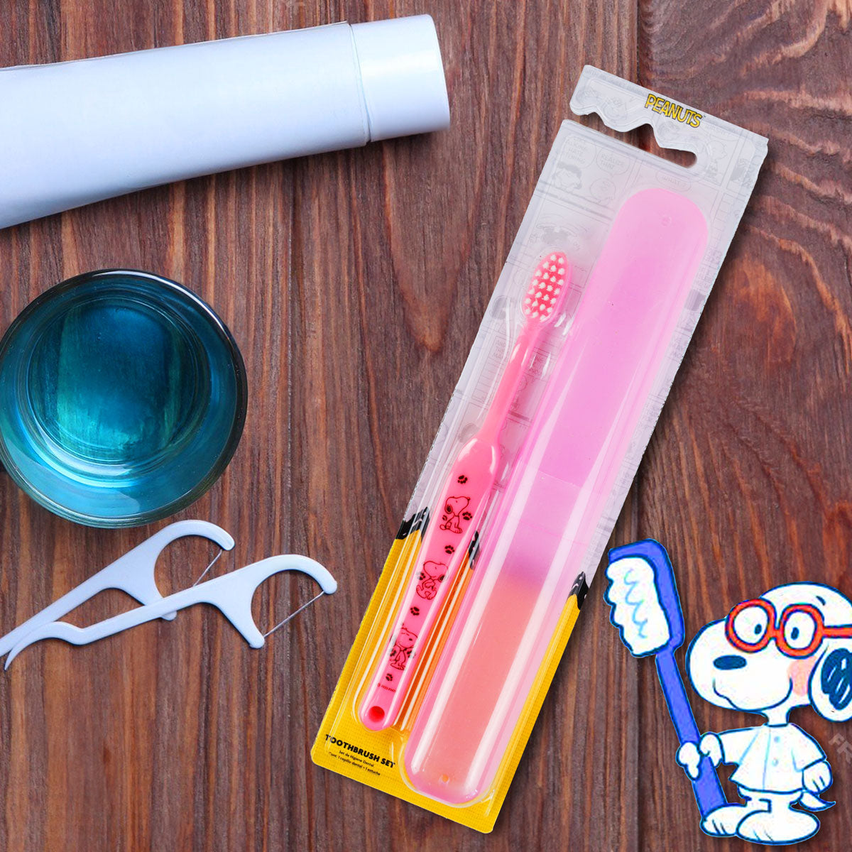 Cepillo Dental, Snoopy, Color Rosa