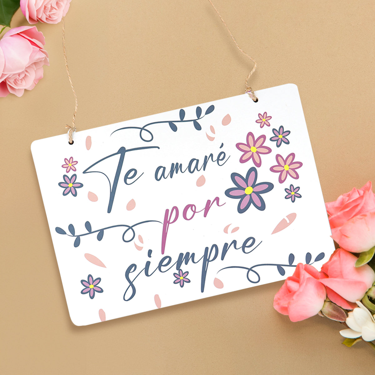 Decoración Colgante de MDF, "Te amaré por siempre"