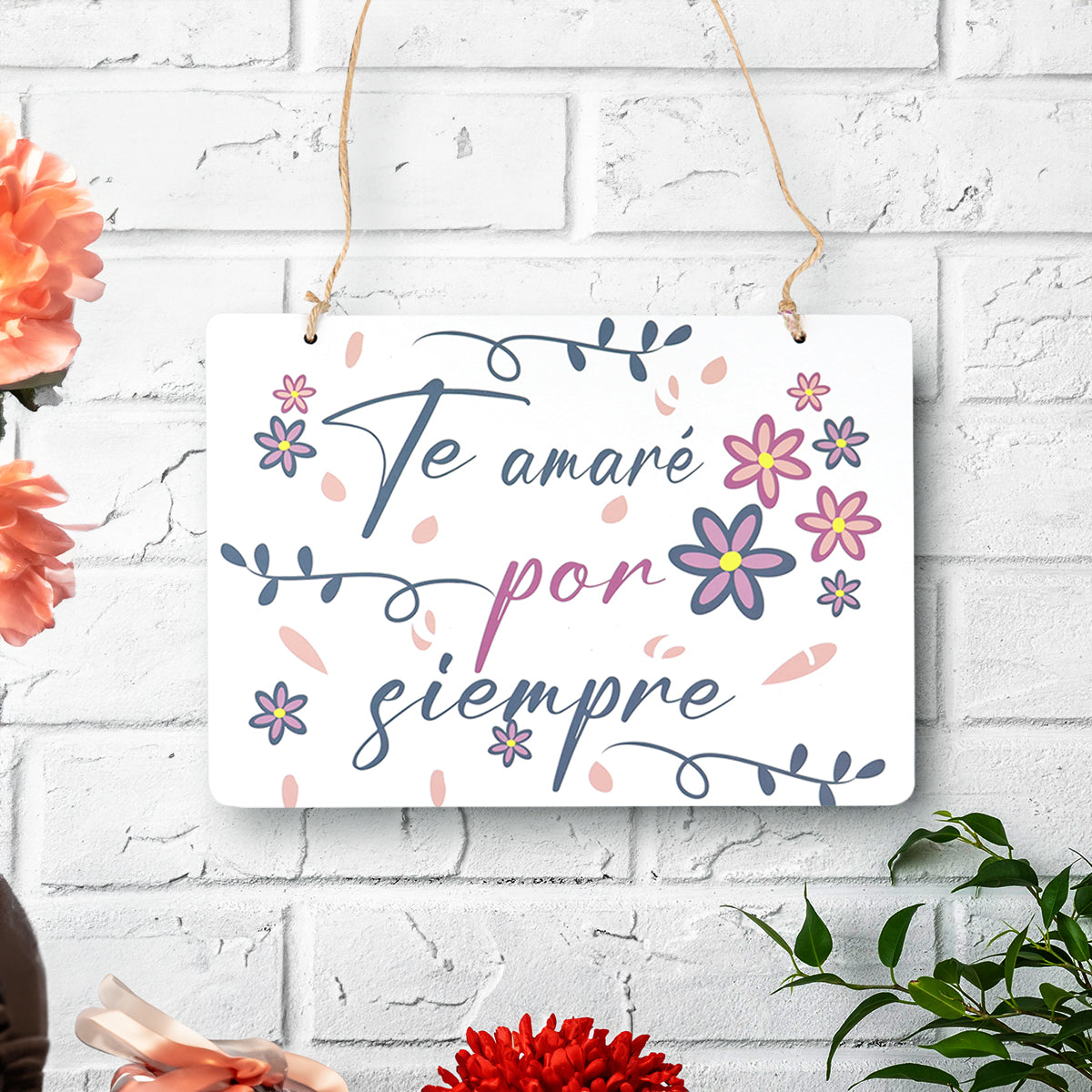 Decoración Colgante de MDF, "Te amaré por siempre"