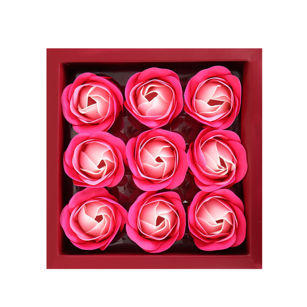Caja con Flores de Jabón en Forma de Rosa, 9 pzas