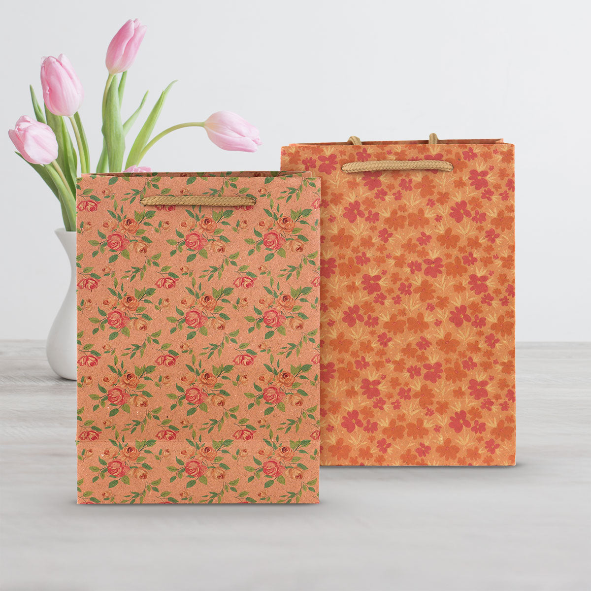 Bolsas de Regalo, Diseño Floral, 2 pzas