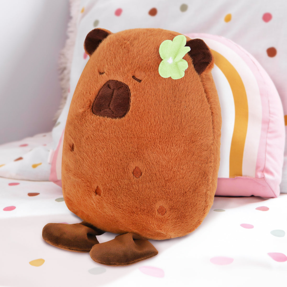 Peluche de Capibara con Flor, Color Verde