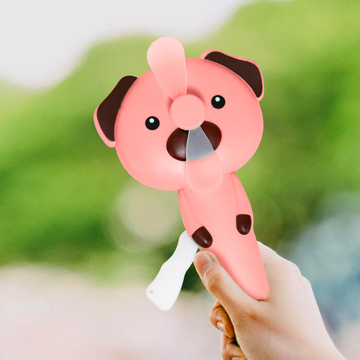 Ventilador Portátil de Mano, Perrito Rosa