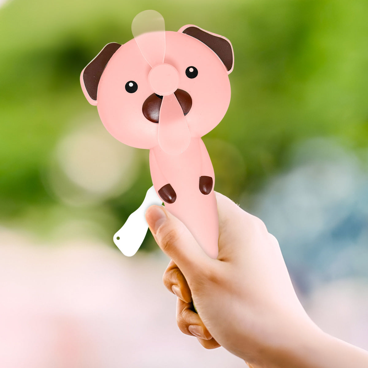 Ventilador Portátil de Mano, Perrito Rosa