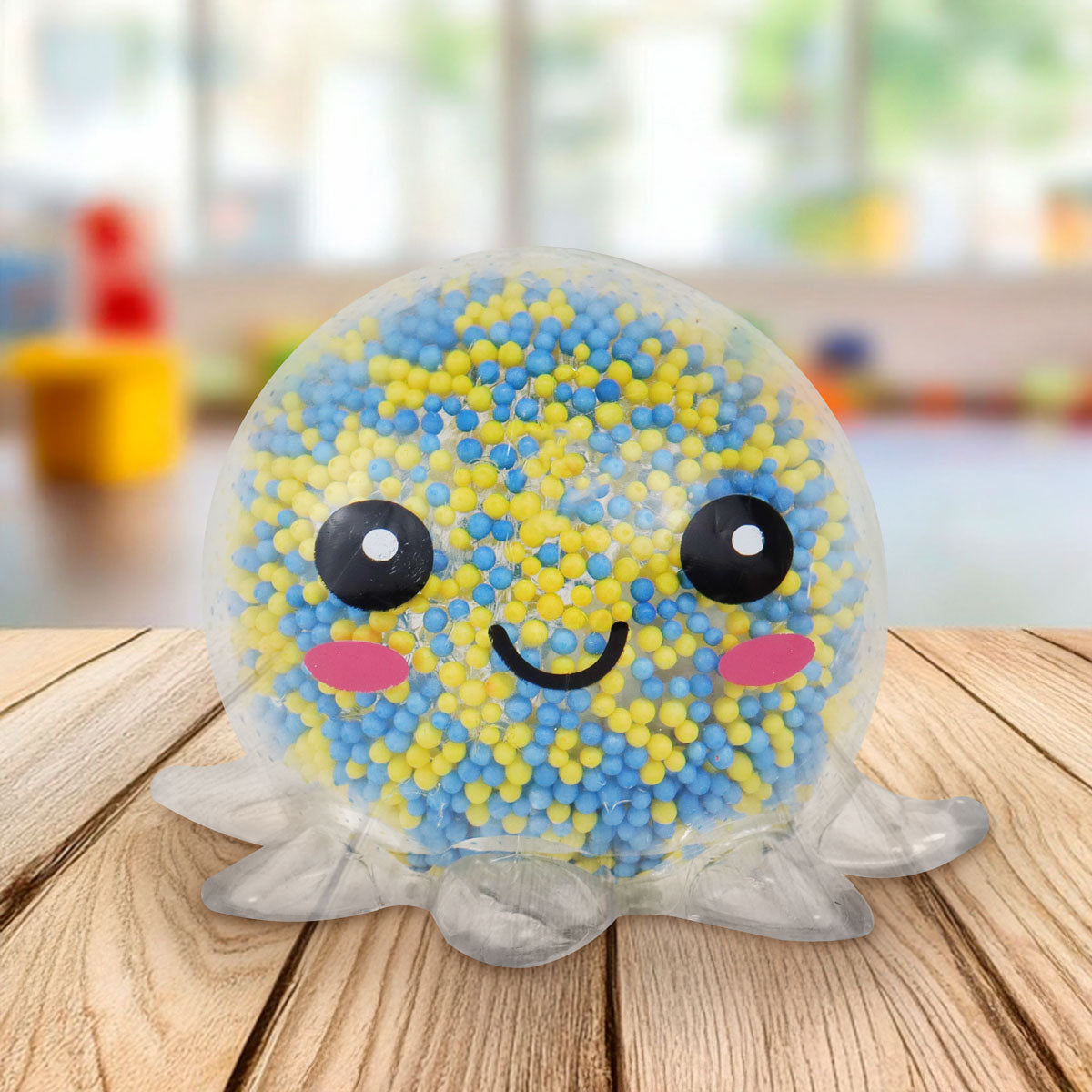 Squishy Pulpo con Luz, Color Amarillo con Azul