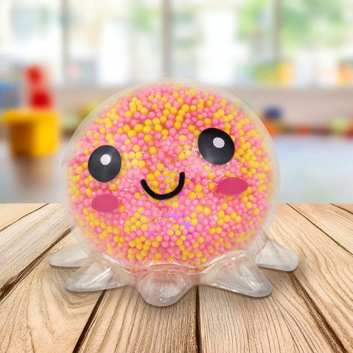 Squishy Pulpo con Luz, Color Amarillo con Rosa
