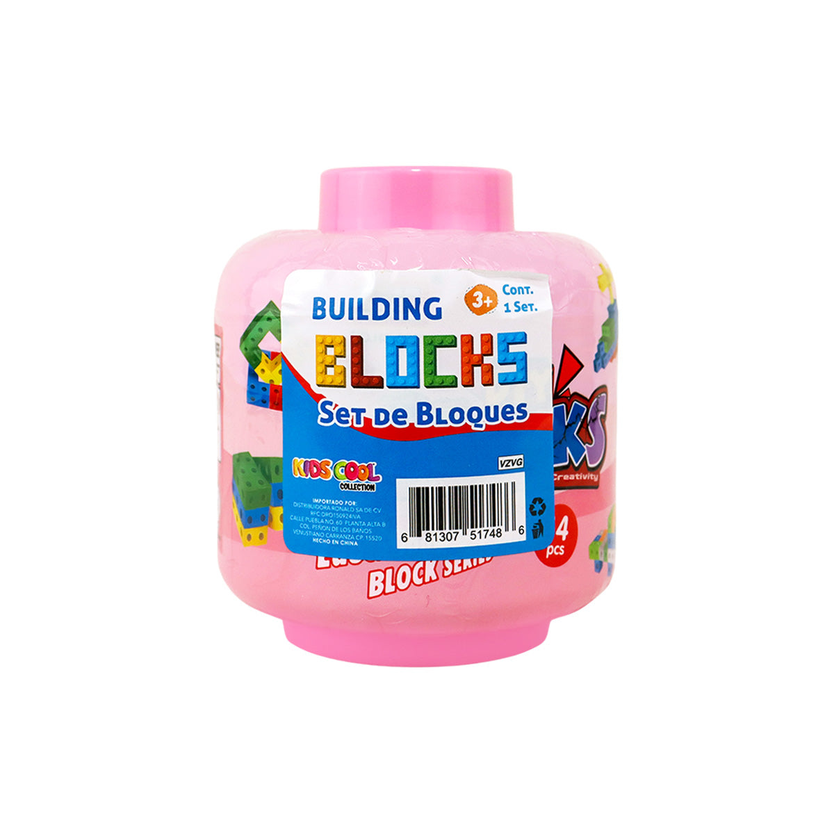 Set de Bloques para Niños en Estuche, Color Rosa, 14 pzas