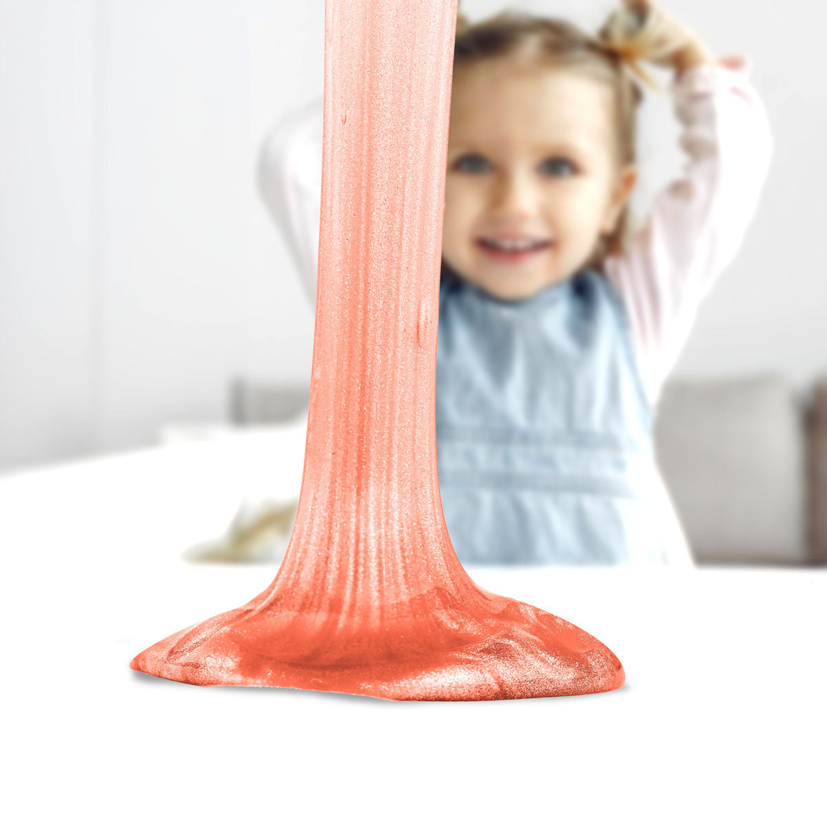 Slime Cristalino, Envase Monstruo, Color Naranja