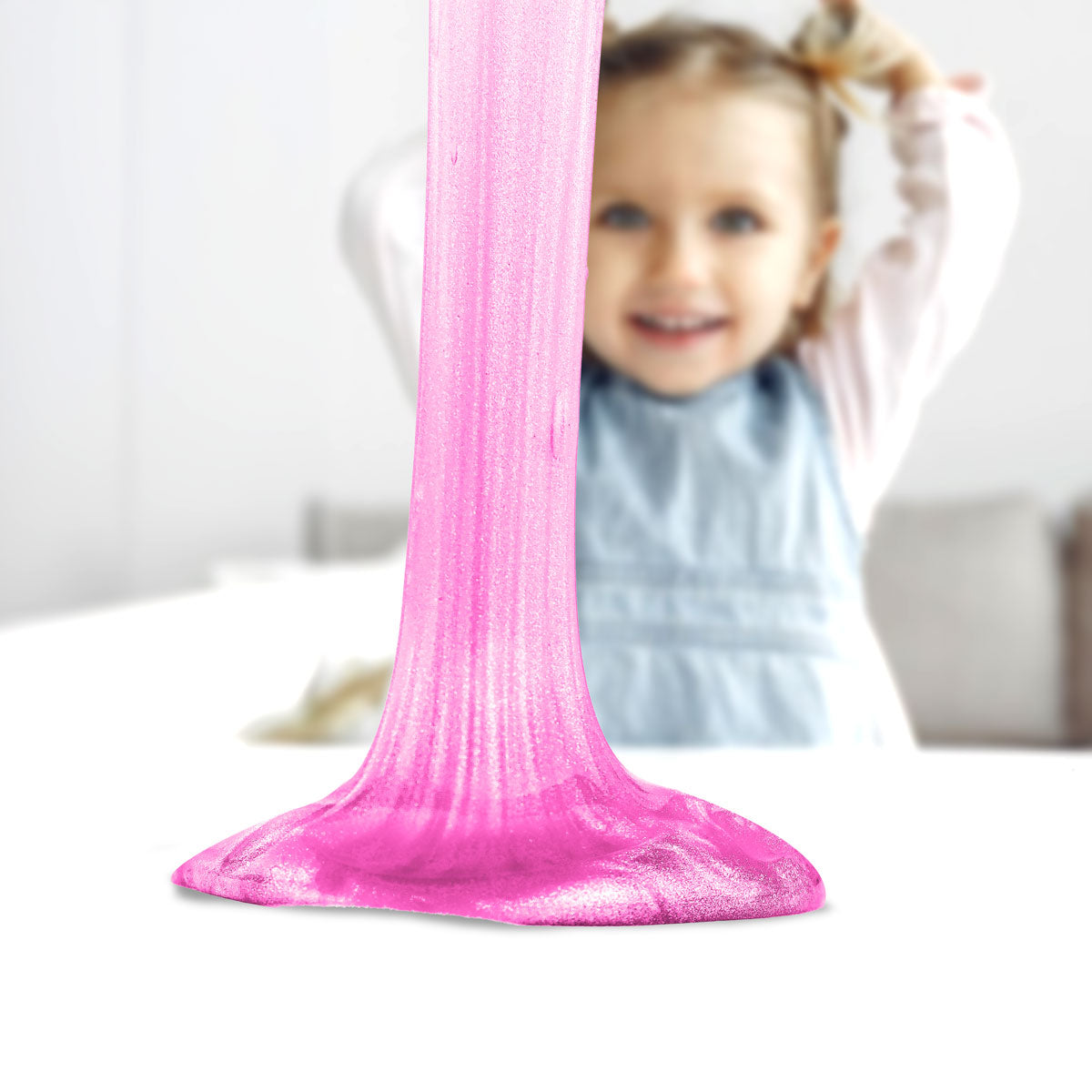 Slime Cristalino, Envase Monstruo, Color Rosa
