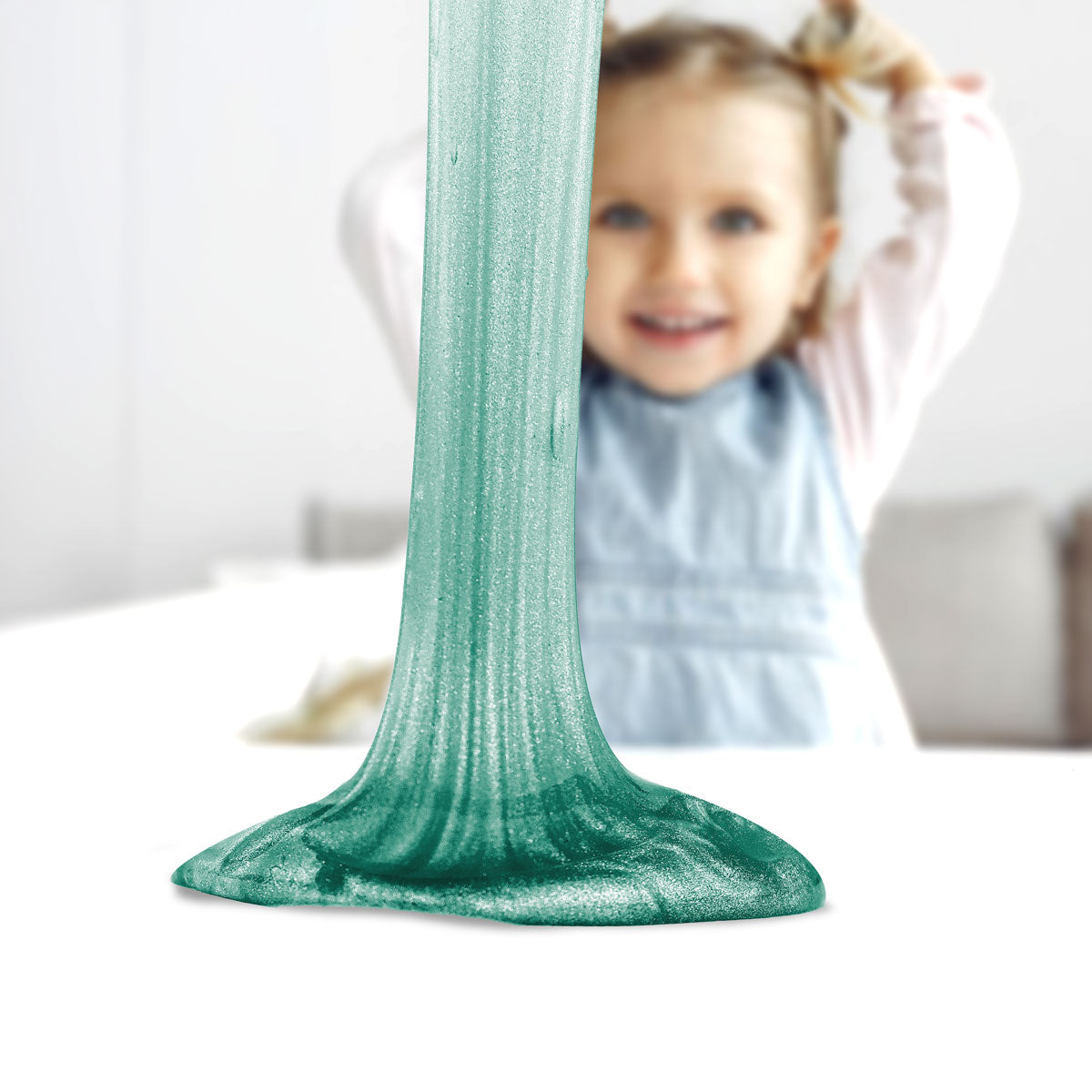 Slime Cristalino, Envase Monstruo, Color Verde