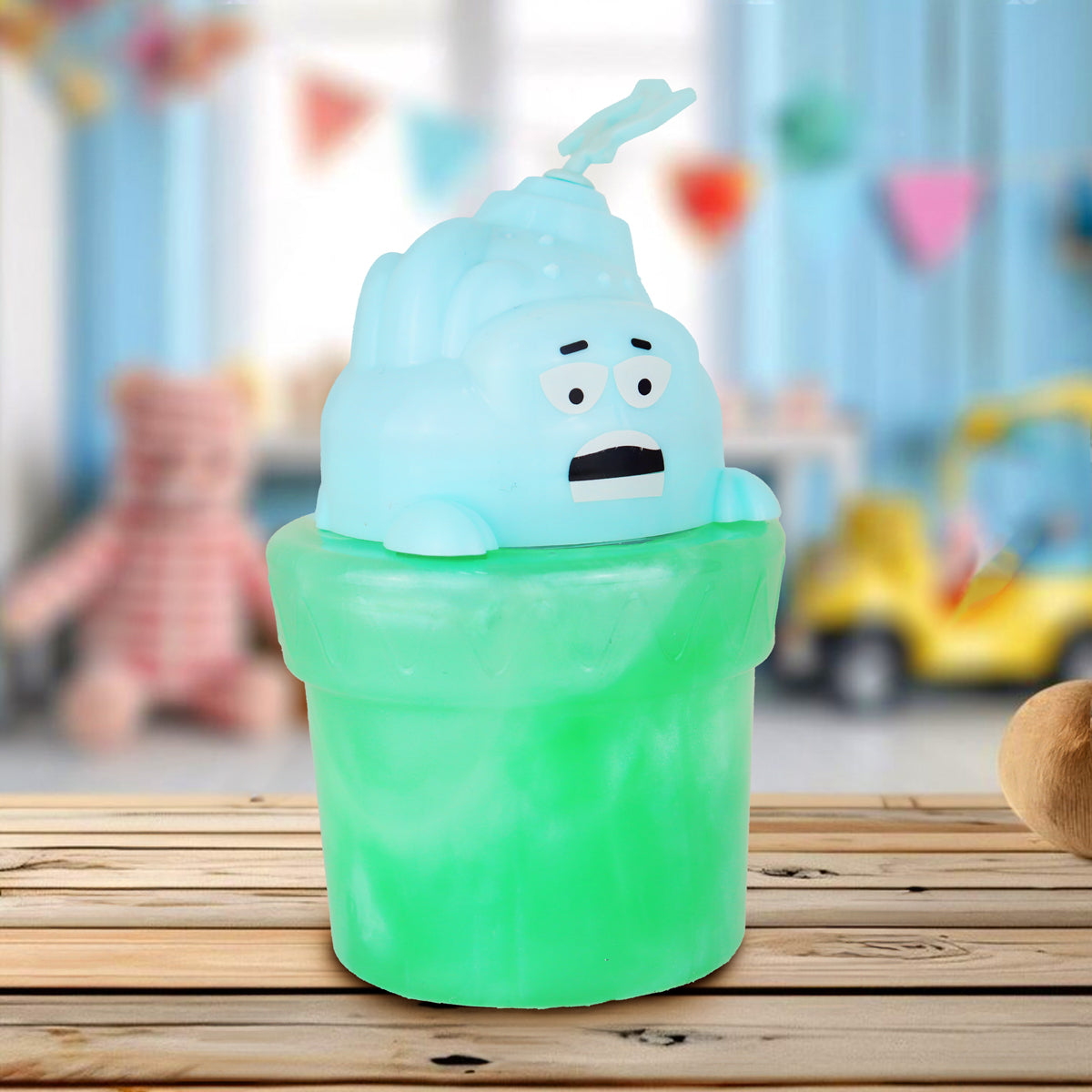 Slime Cristalino Envase Divertido, Color Verde