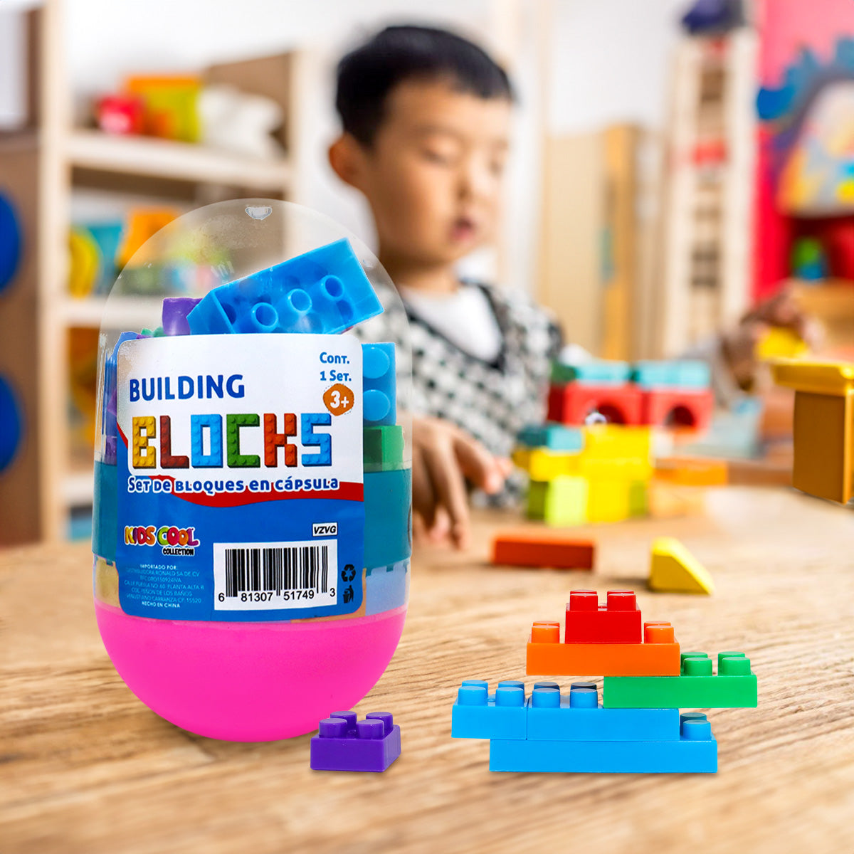 Set de Bloques para Niños en Estuche de Cápsula, Forma Clásica