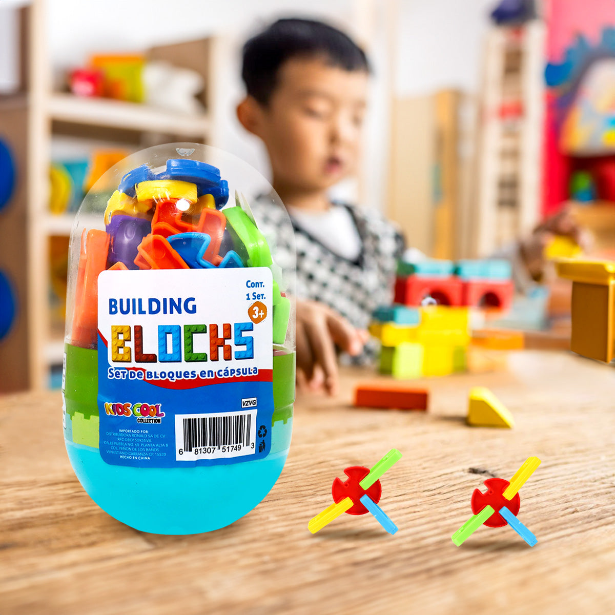 Set de Bloques para Niños en Estuche de Cápsula, Forma Plus-Plus