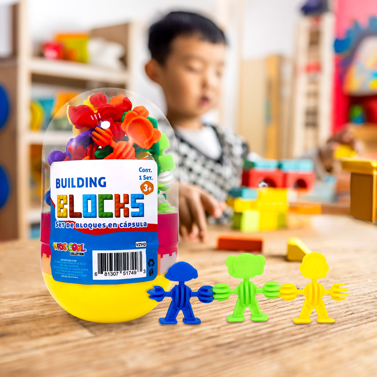 Set de Bloques para Niños en Estuche en Forma de Cápsula