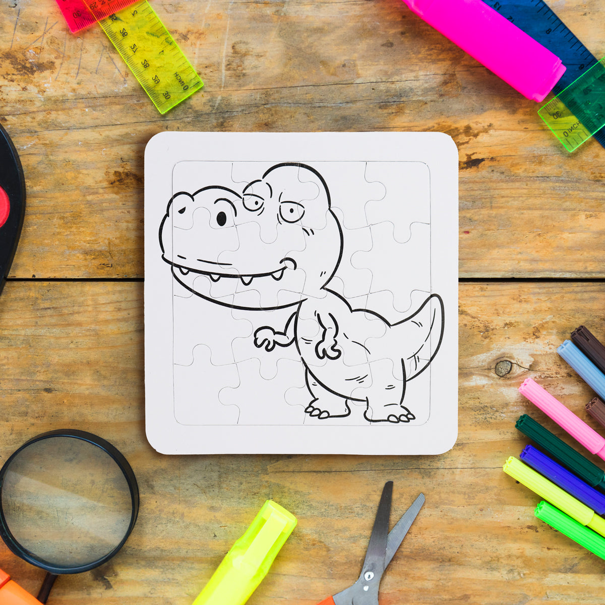 Rompecabezas de Dinosaurios para Colorear, 8 pzas