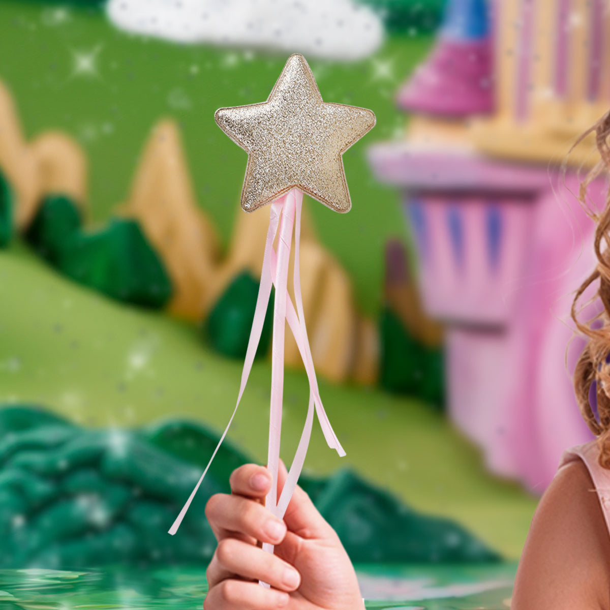 Varita de Princesa, Forma de Estrella, Color Dorado