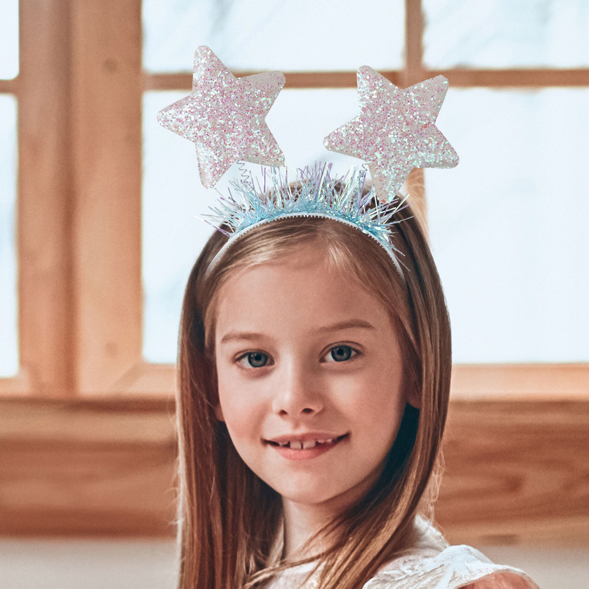 Diadema con Antenitas de Estrella, Color Blanco