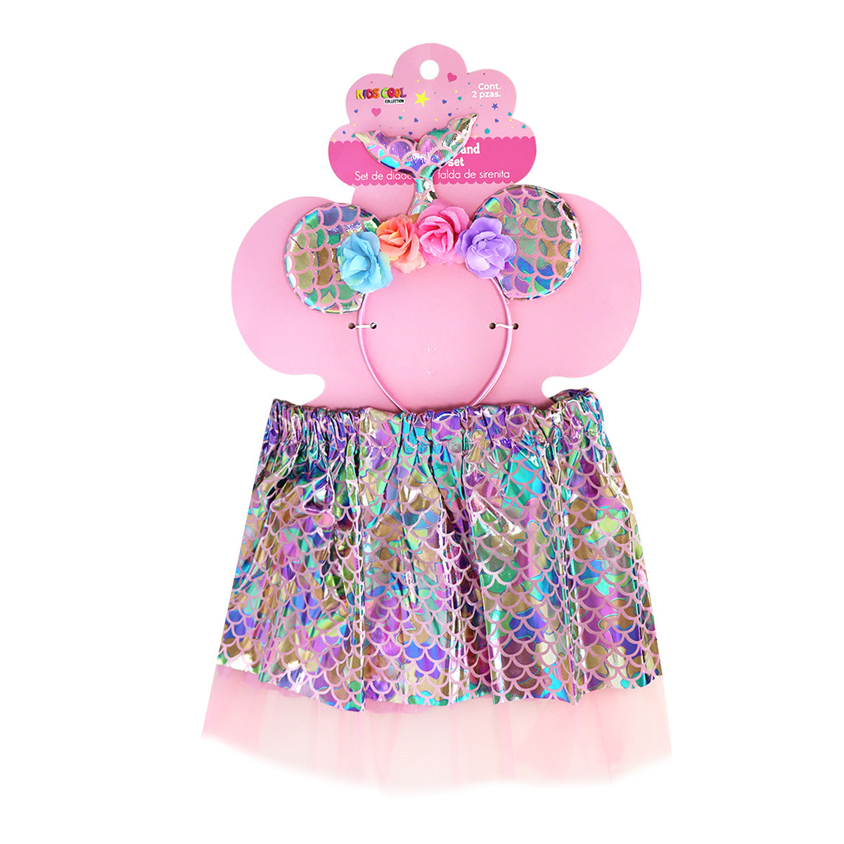 Falda y Diadema de Sirena, Color Rosa