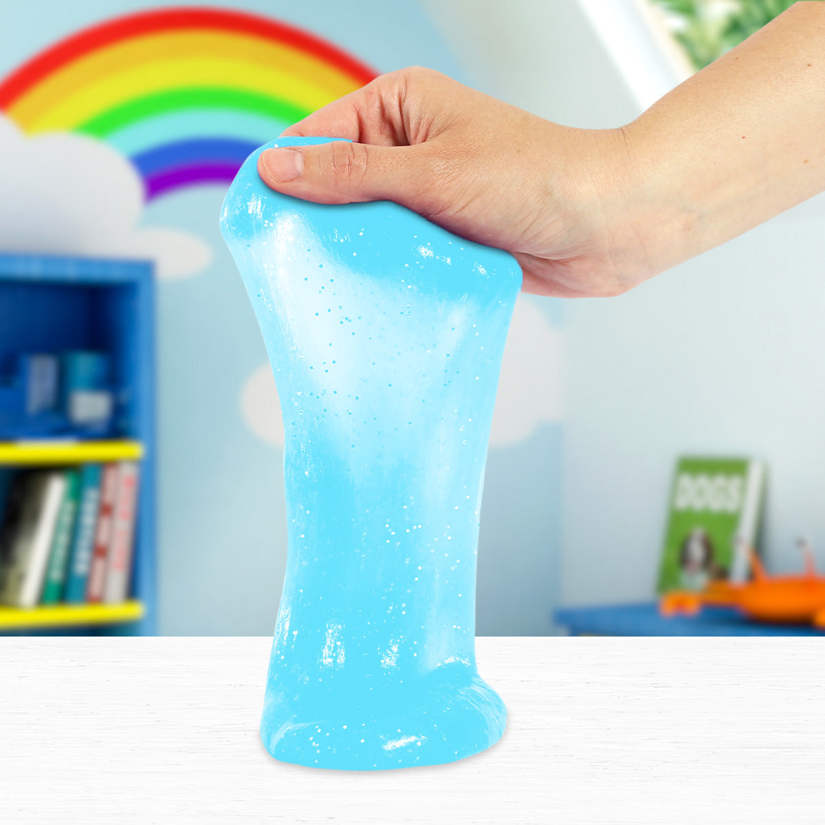 Slime Cristalino, Envase Abeja, Color Azul