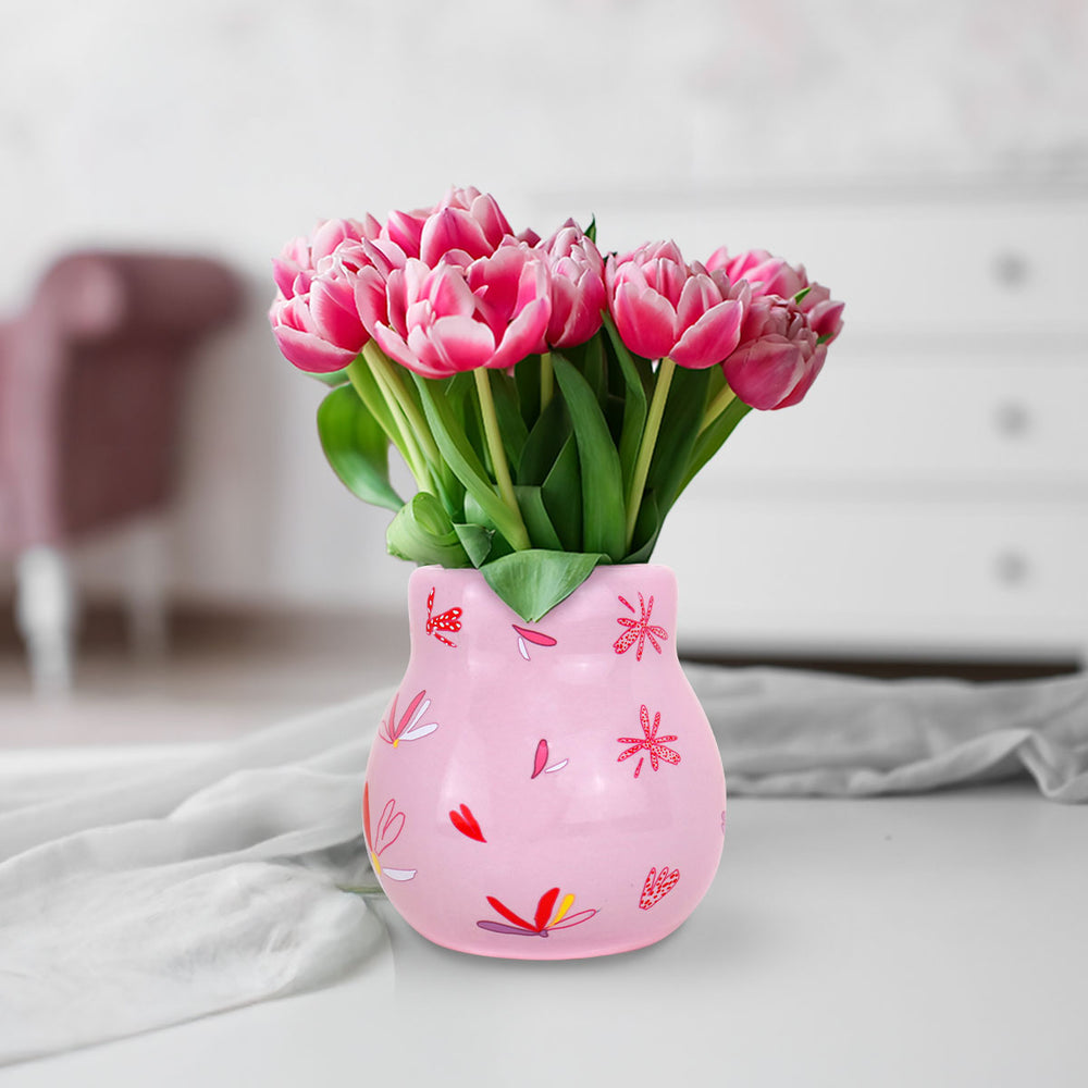 Jarrón de Cerámica, Color Rosa, 10 cm