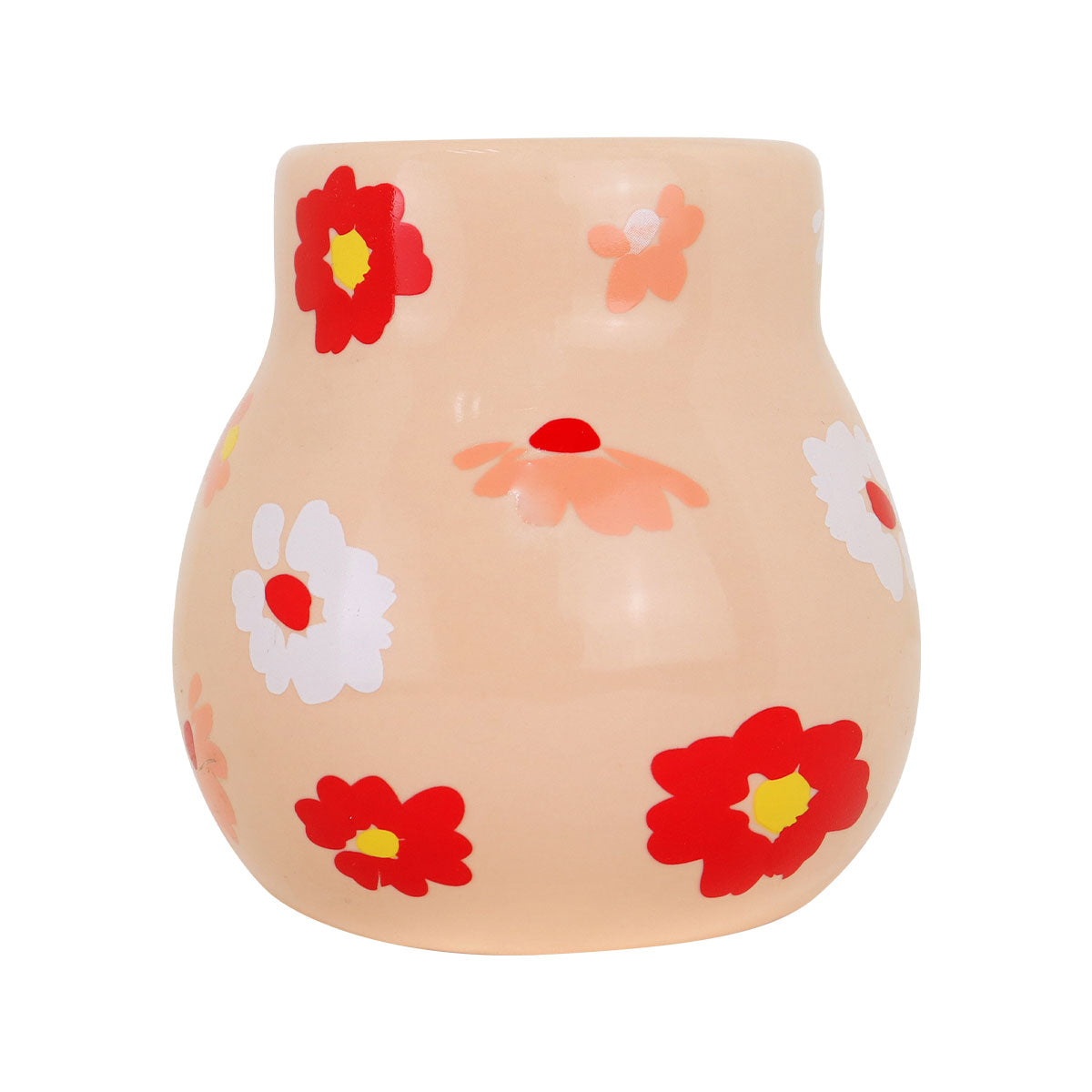 Jarrón de Cerámica, Diseño Flores, 10 cm