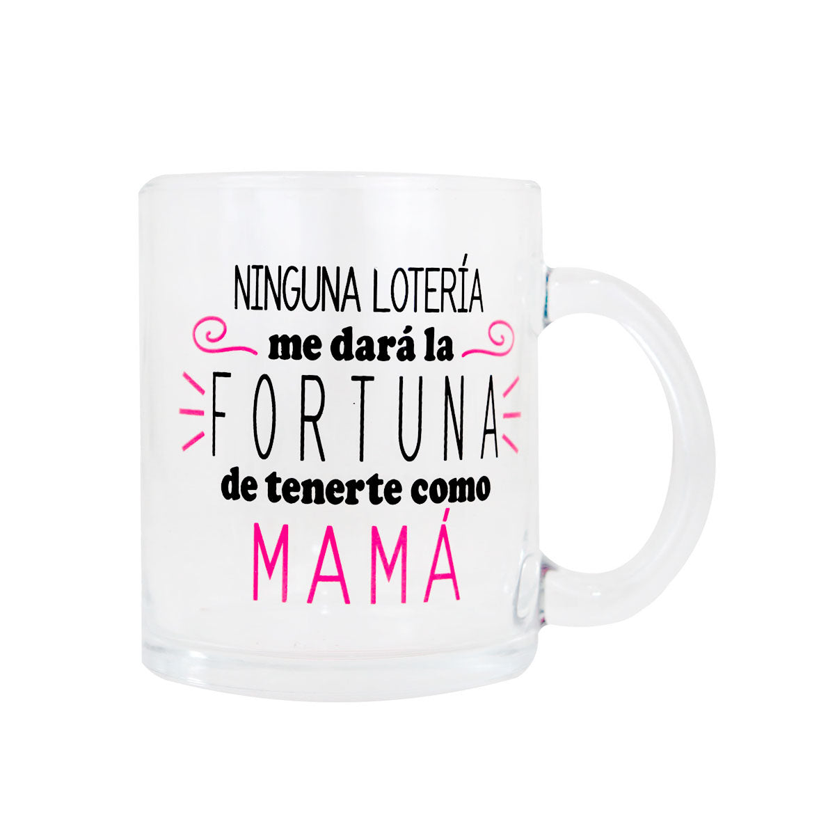Taza de Vidrio "Ninguna lotería me dará la fortuna de tenerte como mamá"