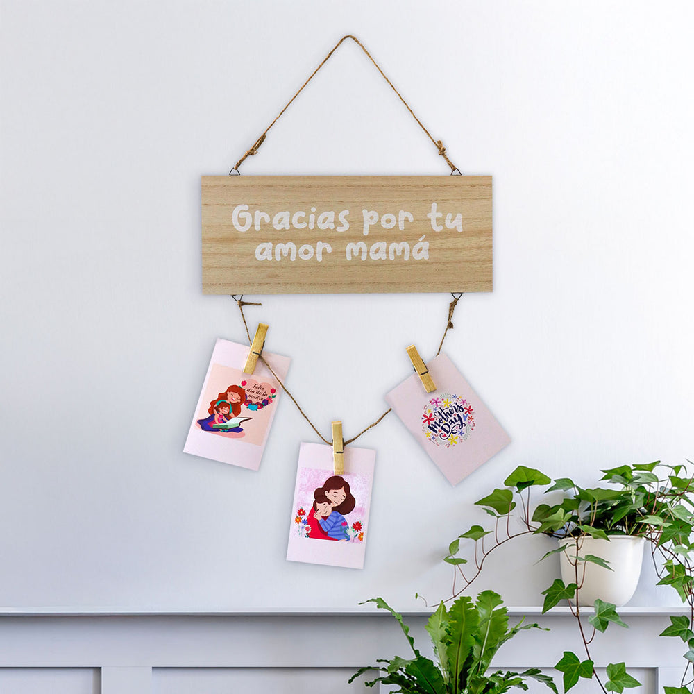 Portarretratos Colgante con Pinzas "Gracias por tu amor mamá"
