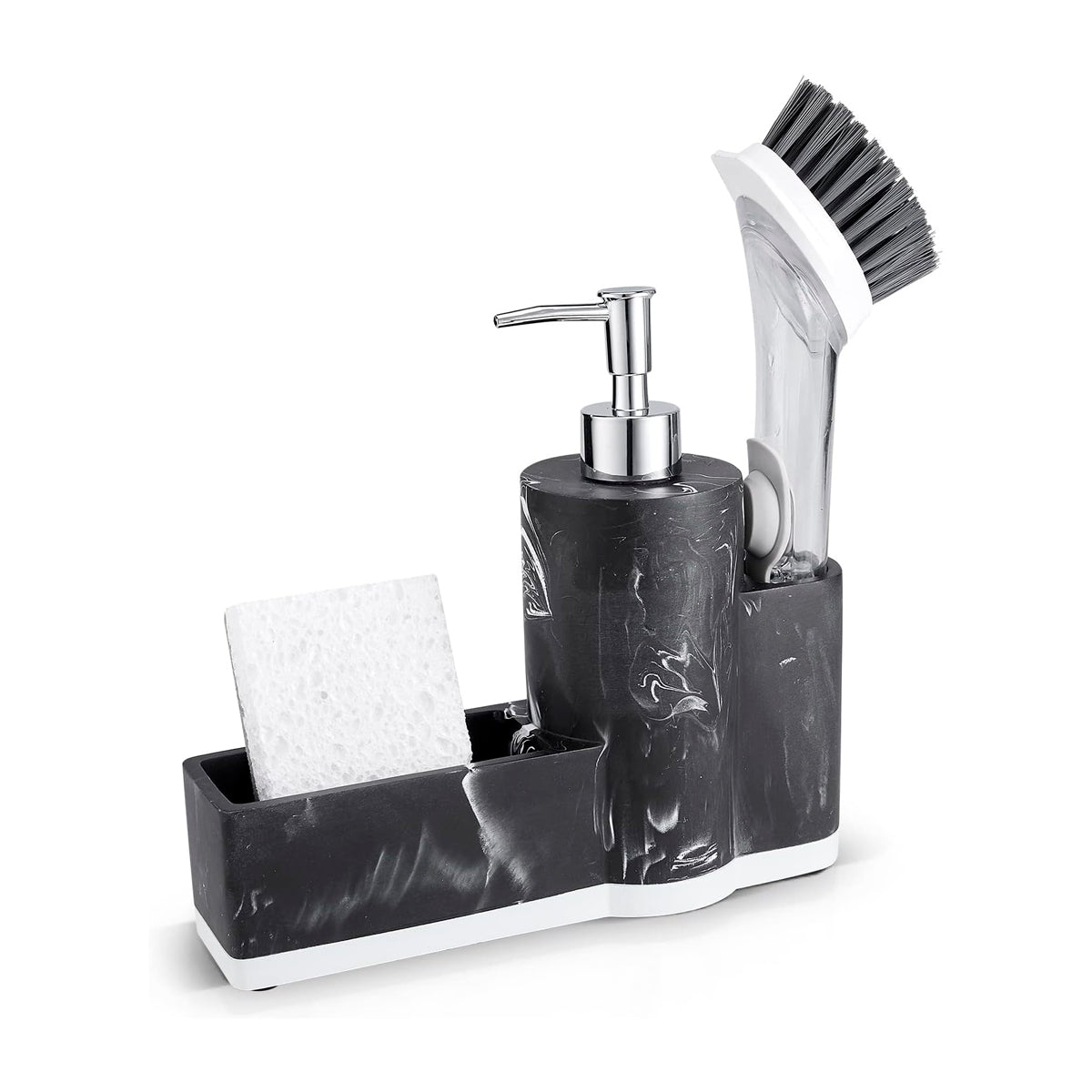 Dispensador de Jabón con Soporte para Esponja y Portacepillos