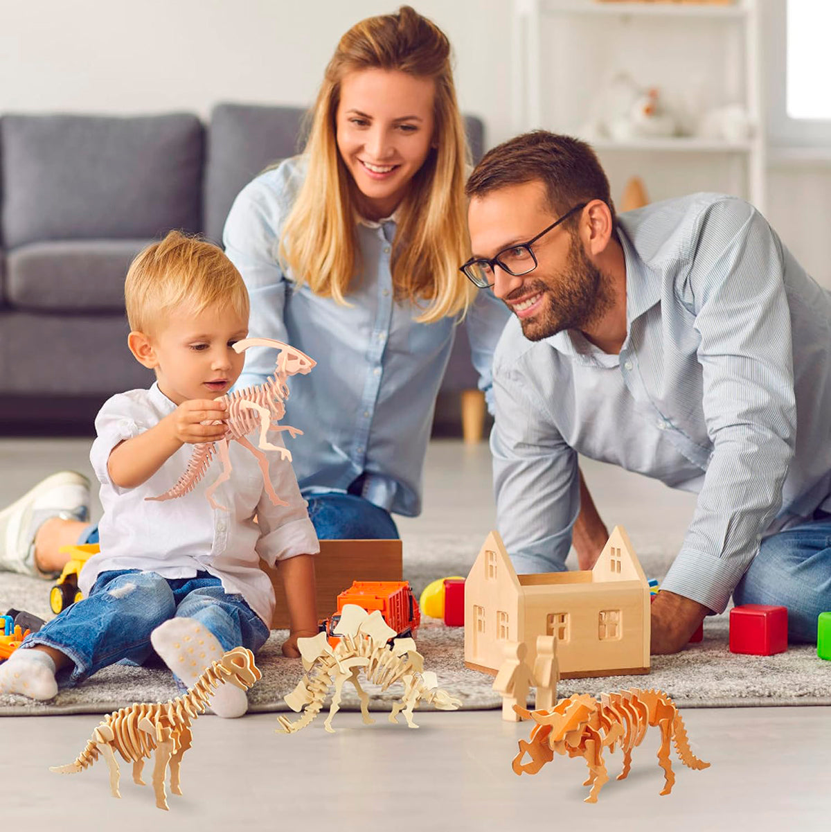 Kit de Dinosaurio Modelo para Niños, 10 Modelos de Madera de Dinosaurio 3D